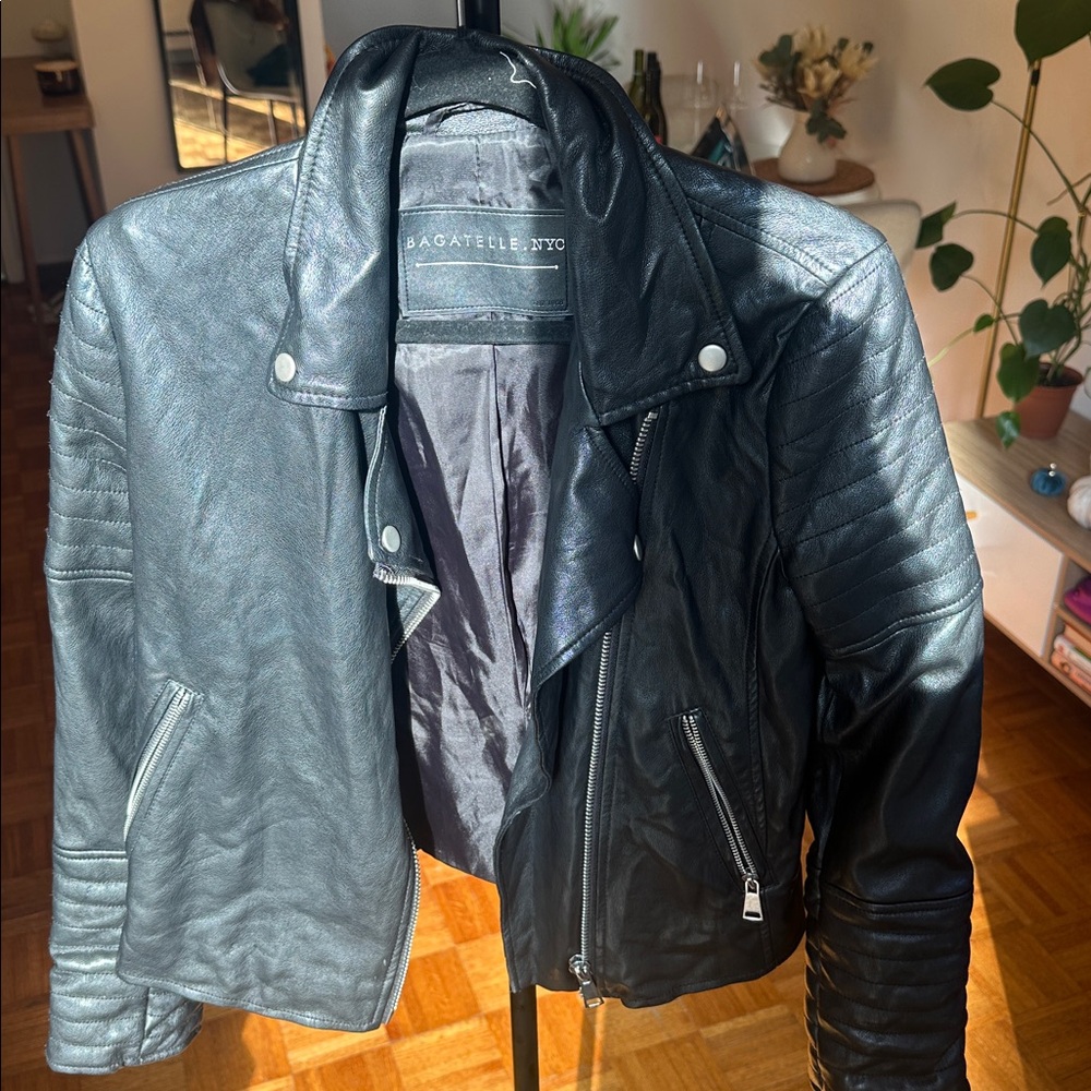 Bagatelle Black Leather Biker Jacket